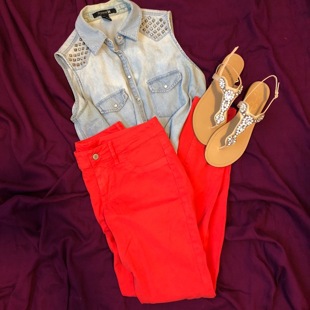 Coral jeans